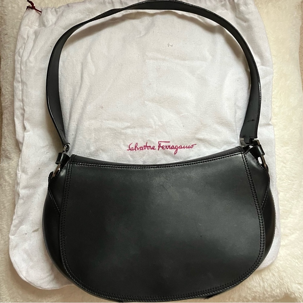 Salvatore Ferragamo Black Shoulder Bag With Dust Bag